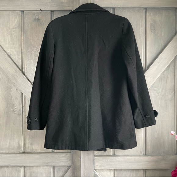 Eddie Bauer Women's Black Wool Peacoat‎ Jacket Winter Warm Anchor Buttons Small - Picture 6 of 6